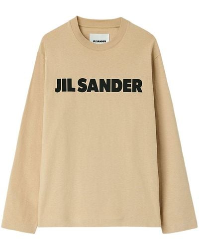 Jil Sander T-shirt Met Logo - Naturel