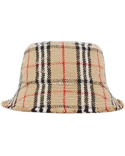 Burberry Tweed Bucket Hat - Natural