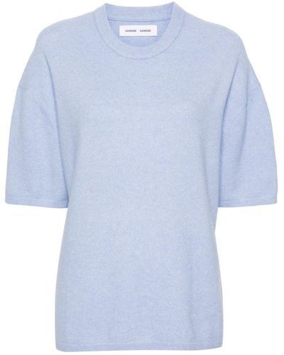 Samsøe & Samsøe Fein gestricktes Megan T-Shirt - Blau