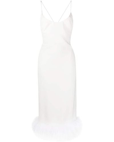 Miu Miu Cady Feather-trimmed Slip Dress - White