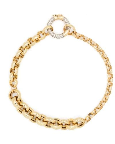 Yvonne Léon 18kt Yellow Gold Jaseron Diamond Chain Bracelet - Metallic