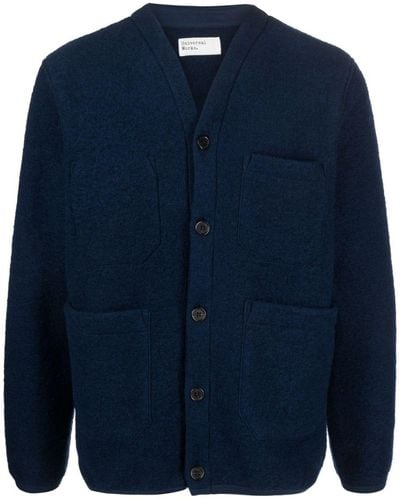 Universal Works V-neck Knitted Jacket - Blue