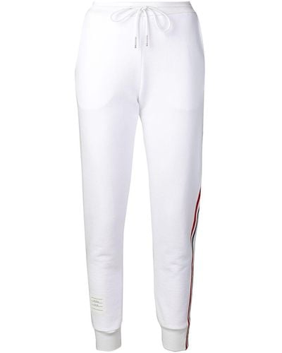 Thom Browne Pantaloni sportivi con righe laterali - Bianco