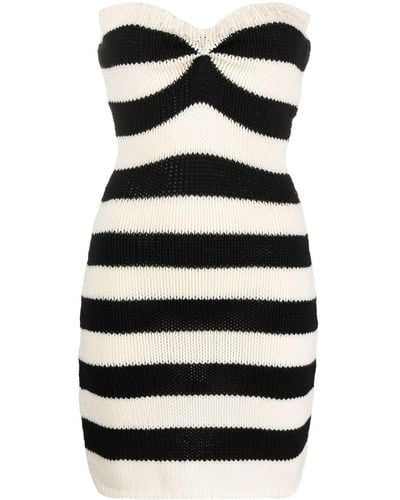 Marni Striped Strapless Knitted Dress - Black