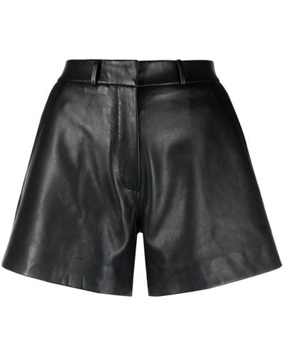 Claudie Pierlot Mid-rise Leather Shorts - Black