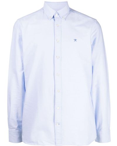 Hackett Logo-embroidered Cotton Shirt - Blue