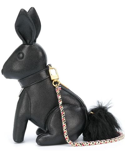 Thom Browne Small Rabbit Pebbled Leather Shoulder Bag - Black