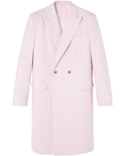 Versace チェック ウールコート - ピンク