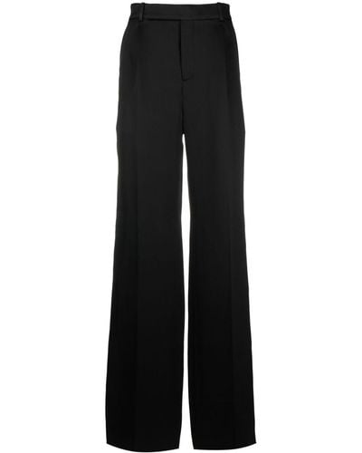 Saint Laurent Pantalon de costume en soie - Noir