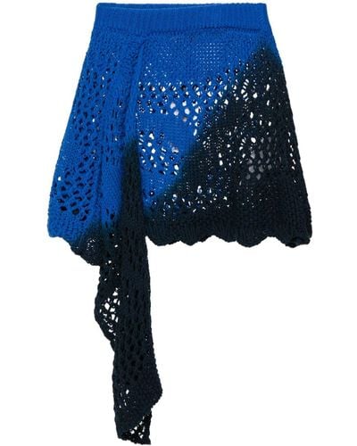 The Attico Draped-detail Knitted Skirt - Blue