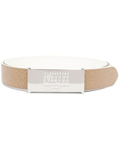 Maison Margiela Numeric Logo-plaque Leather Belt - White