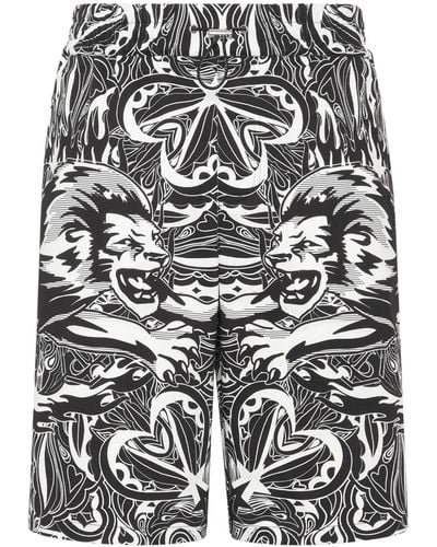 Philipp Plein Circus-print Cotton Shorts - Grey