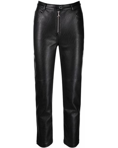 Patrizia Pepe Skinny Cropped Faux-leather Trousers - Black