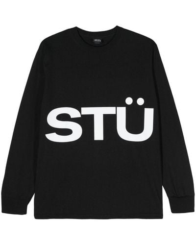 Stussy T-shirt All Caps a maniche lunghe - Nero