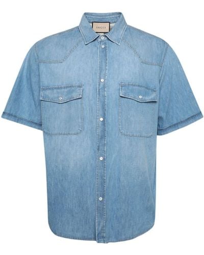 Gucci Camisa vaquera de manga corta - Azul