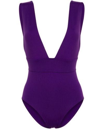 Eres Pigment V-neck Swimsuit - Purple