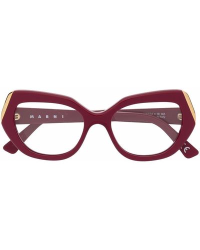 Marni Eckige Brille mit Logo - Rot