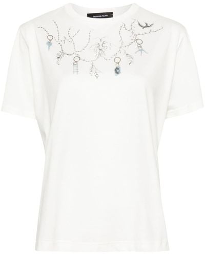 Fabiana Filippi Fabula-print Cotton T-shirt - White
