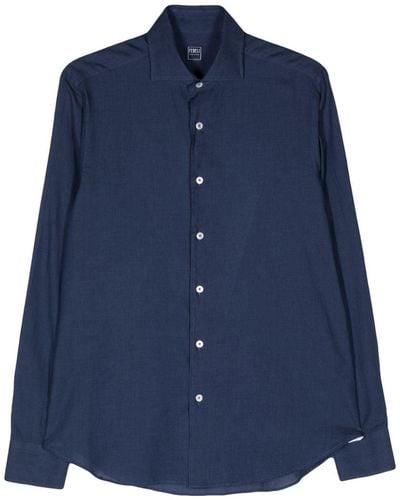 Fedeli Long-sleeve cotton shirt - Bleu