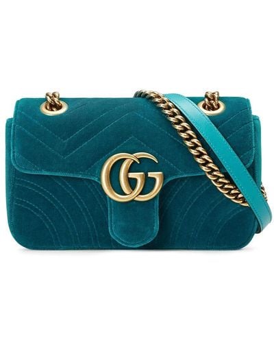 Gucci GG Marmont velvet mini bag - Bleu