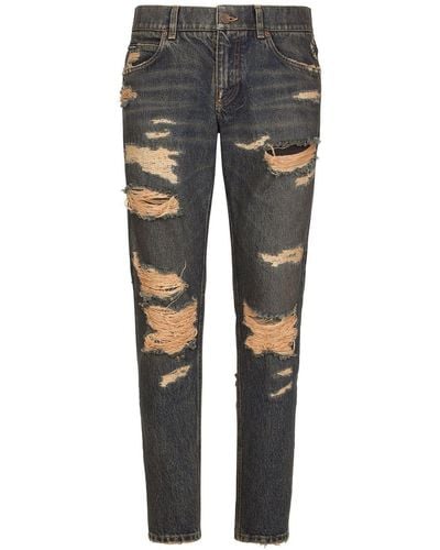 Dolce & Gabbana Slim Jeans With Worn Effect - Grey