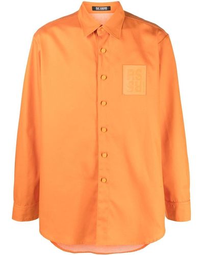 Raf Simons Logo-patch Long-sleeve Shirt - Orange