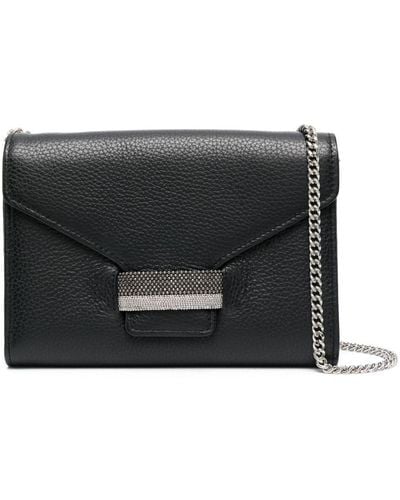 Fabiana Filippi Crystal-embellished Leather Clutch Bag - Black