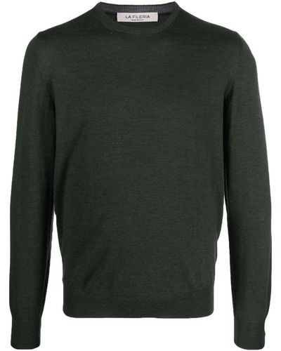 Fileria Virgin-wool Fine-knit Sweater - Green