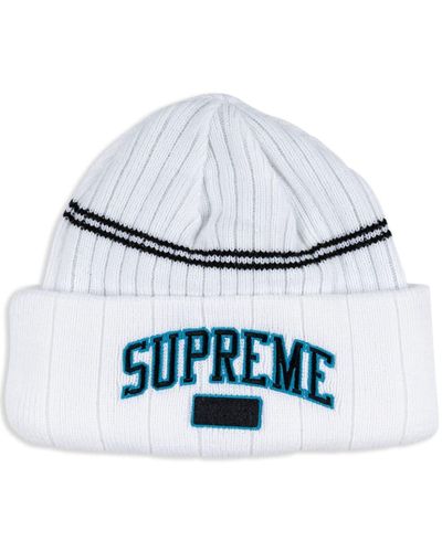 Supreme Logo-embroidered Beanie - White
