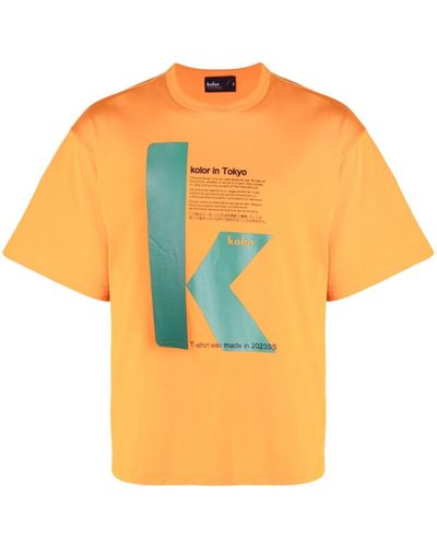 Kolor T-shirt Met Logoprint - Oranje