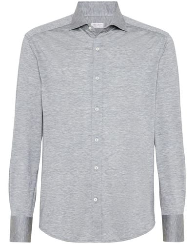 Brunello Cucinelli Silk-cotton Button-up Shirt - Grey