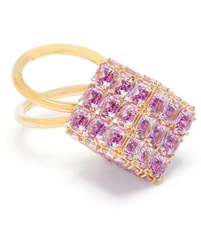 Swarovski Curiosa Double-band Cocktail Ring - Pink