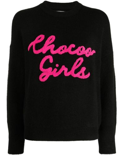 Chocoolate Logo-appliqué Crew-neck Sweater - Black