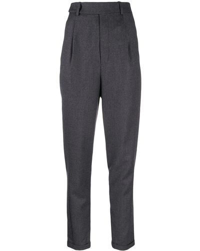 Saint Laurent High-waisted Tapered Pants - Gray