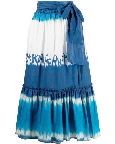 Alberta Ferretti Midi-rok Met Tie-dye Print - Blauw