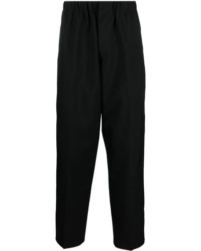 Jil Sander High-waist Virgin Wool Tapered Trousers - Black