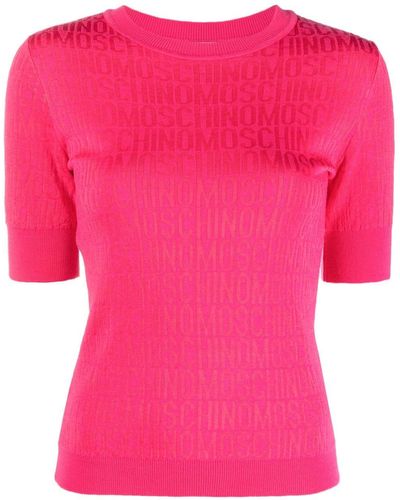 Moschino Monogram-print Knitted Top - Pink