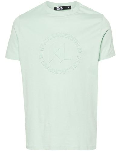 Karl Lagerfeld Embossed-logo Cotton T-shirt - グリーン