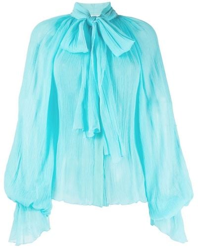 Atu Body Couture Silk Pussy-bow Blouse - Blue