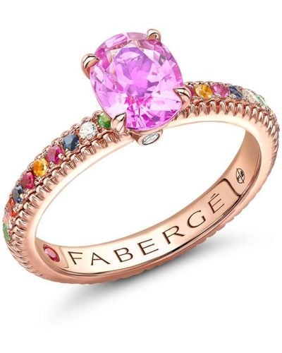 Faberge 18kt Colours of Love Rotgoldring mit pinkem Saphir