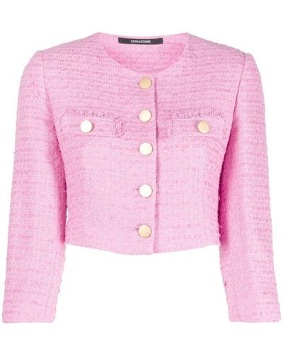 Tagliatore Cropped-Jacke aus Tweed - Pink