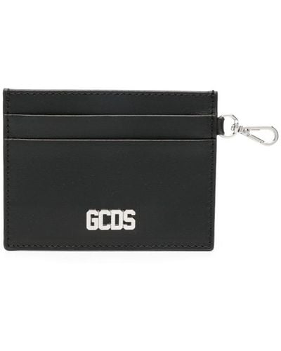 Gcds Comma Logo-plaque Leather Cardholder - Black