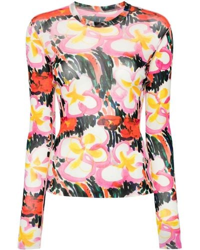 JNBY Floral-print Long-sleeve T-shirt - Multicolor