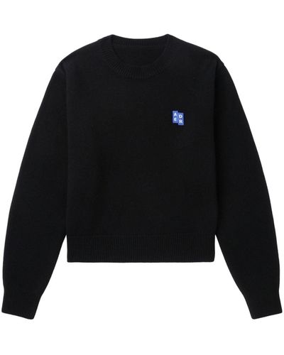Adererror Tetris-appliqué Fine-knit Sweater - Black