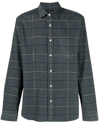 Vince Check-plaid Corduroy Shirt - Grey