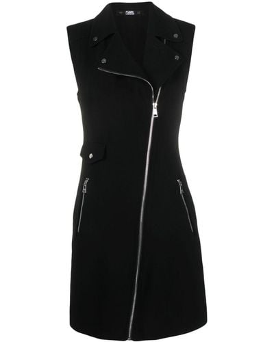 Karl Lagerfeld Biker Sleeveless Minidress - Black
