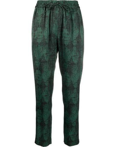 Aspesi Graphic-print Cropped Trousers - Green