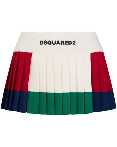 DSquared² Logo-waistband Pleated Miniskirt - Red