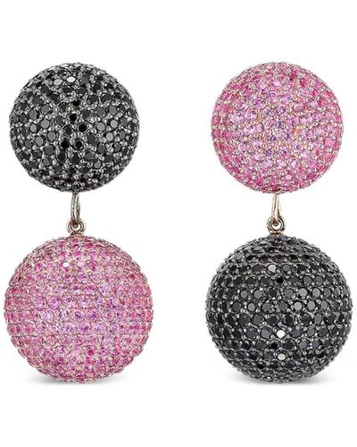 Anabela Chan 18k Rose Gold Vermeil Bauble Sapphire And Diamond Earrings - Pink