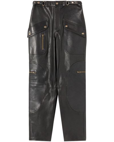 RE/DONE Racer Leather Tapered Pants - Grey